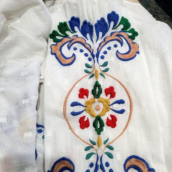 Anthropologie Forever That Girl Embroidered Peplum Blouse - Picture 6 of 15